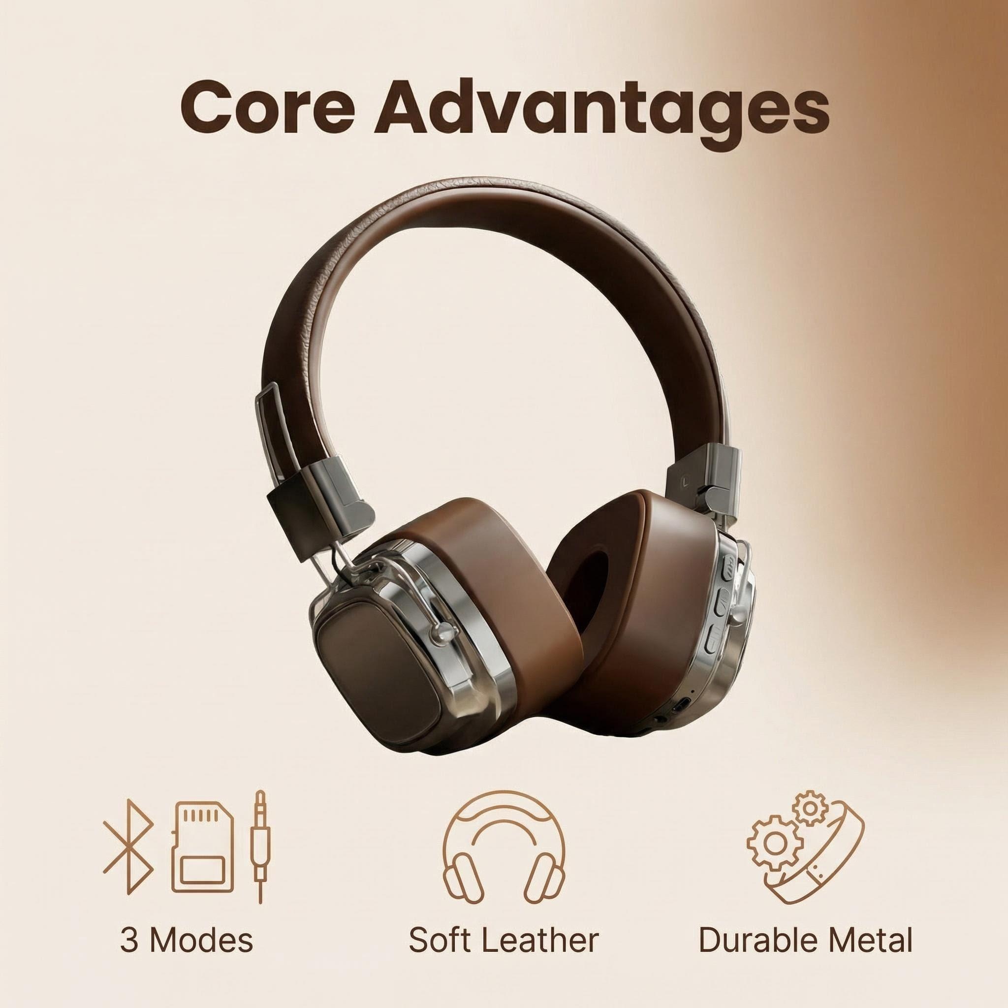 Retro Handset Phone - Auriculares Retro de Cuero con Cable,
